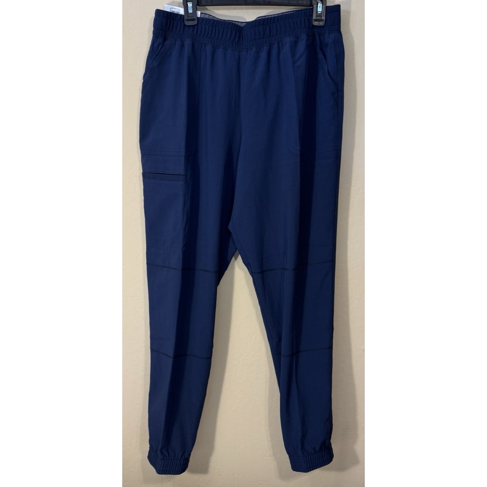 ScrubStar Jogger Women L Large Pull-On Pants Pockets Yoga Waistband Blue NEW